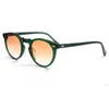 Lunettes de soleil femmes vert cadre clair tendance coucher de soleil dégradé lunettes rondes dernières Gregory Peck OV5186 cercle agate transparente