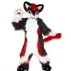 Desconto Fábrica vermelho lobo husky cão mascote traje fantasia vestido de aniversário festa de natal terno carnaval
