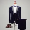 2023 Uomo Velluto Nero Doppio Petto Blazer Abito da sposo da sposa Puntino con visiera Risvolto Smoking per uomo Abiti da sposa Prom Abito da uomo migliore R230925