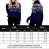 Pulls pour femmes Femmes Pull d'hiver Casual Loose Fit Motif de flocon de neige Crochet Pulls à manches longues Col roulé Noël Vêtements quotidiens