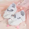 Обувь для малышей First Walkers KIDSUN, платье принцессы для маленьких девочек, нескользящие ходунки на плоской подошве, декор с кружевной лентой, Мэри Джейн