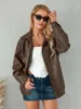 Kvinnorjackor Kvinnor Autumn Winter Loose Tops Faux Leather Jacka Solid Color Classic Long Sleeve Zip Up Lapel Coat Outwear