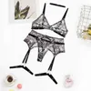 Sexy conjunto de luxo impressão lingerie sem fio cruz sutiã sexy roupas ver através de tule roupa interior erótica liga cinto conjunto sissy íntimo 230808