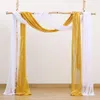 Decoração de festa arco de casamento drape fundo pérola chiffon branco ouro lantejoulas drapeado tecido cortina cortina recepção eventos decoração de casa