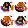 Girl's Dresses Autumn and Winter Halloween Baby Costume Birthday Party Cartoon Pumpkin Long Sleeve Mesh Princess Dress Four piece Set 230925