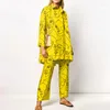 Calças femininas de duas peças primavera e outono camisa de manga longa conjunto de 2 peças moda 2023 marca impressão 3d festa casual