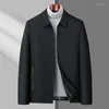 Męskie kurtki chiński styl wykonawczy Men Business Casual Jacket Black Blue zagęszcza polar ciepłe podstawowe stroje tkaninowe