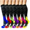 Chaussettes pour hommes Compression cyclisme peinture à l'huile série mollet jambe mince sport unisexe longueur moyenne élastique