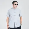 Camisas casuais masculinas roupas masculinas 2023 plus size 10xl camisa de manga curta estilo chinês tang terno solto uniforme tradicional masculino