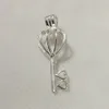 925 Silver Double Heart Love Key Locket Cage Sterling Silver Pearl Bead Pendant Fitting for DIY Fashion Bracelet Necklace Jewelry214p