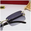 Fashion Sport Sunglasses for Men Women Unisex Buffalo Horn Glasses Mens Womens Rimless Sun Eyeglasses Silver Gold Metal Frame Eyewear With Box T394