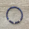 SN0326 Moda Mens 6mm Contas Pulseira Lapis Lazuli Pulseira Mulheres ou Homens Pedra Natural Trecho Pulseira Frisada Jewelry227y