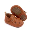 Primeiros caminhantes sapatos de bebê couro sandálias de verão sola macia anti-skip meninas meninos bebês sapato confortável