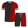 Survêtements pour hommes Sports d'été T-shirt Short de plage Ensemble 3D Impression dégradé surdimensionné Vêtements de jogging respirants peuvent être personnalisés Logo