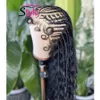 Lange Braziliaanse Cornrow Vlechten Kant Pruiken Met Baby Haar Lange Diepe Golf Frontale Pruik Gevlochten Krullend Haarkant Voor zwarte Vrouwen