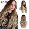 Wigs European and American style dyed gradual gold natural long curly hair women chemical fiber high temperature silk wig