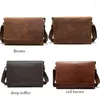 Briefcases Crazy Horse Leather Men's Laptop Bag Office Bags For Men Cover Messenger Computer