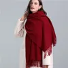 Scarves Winter Cashmere Scarf Women Thick Warm Pashmina Shawls Wraps Solid Color Tassel Lady Blanket Echarpe Bufanda Hijab 230923