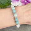 MG1511 Strang A Grade Amazonit Weiße Jade Edelstein Armband Natürlicher Schneequarz Heilkristalle Angst Yoga Mala Armband221j