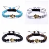 10st set unieke sieraden goedkope verstelbare handgemaakte cadeau vriendschap witte howliet kralen 8mm goud koper boze oog armband voor vrouwen 251S