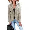 Autumn Women's Suit Jacket Office Women Thin Top Plaid Jacket Button Coat Fashion Billiga grossist beskurna blazer Ny