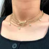 Collier de chaîne de perles bohème pour femmes multicouches en métal doré Babygirl lettre cristal colliers de Tennis bijoux à la mode Chains202S