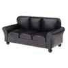 Dolls 112 Dollhouse Furniture Leather Sofa Couch Rooms Miniature Model Black 230925