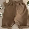 Hosen 1 bis 8 Jahre 2024 Herbst Jungen Baumwolle Harem Hosen Solide Beige Braun Kinder Schule Mode Kinder Kleidung Frühling