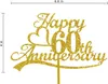 Festive Supplies 60th Anniversary Cake Topper Gold Glitter 60 Wedding Party Decoration Ideas Sturdy Doubled Sided Acrylic