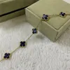 Joli bracelet de créateur de luxe pour femmes filles argent or doux 5 fleurs bleu Pietersite pierre lien 15mm bracelets bijoux plus récent 0XQ5