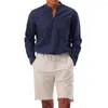 Casual herenoverhemden voor heren T-shirt Normaal Effen patroon Vakantie Klassiek Dagelijks Henley-kraag Lange mouw Betaalbaar merk
