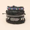 Charm Armbänder 5 Teile/satz Geflochtenes Wickelleder Für Männer Vintage Feder Perlen Mode Armband Schmuck