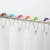 12pcs/set Shower Curtain Hooks Shower Curtain Rings Stainless Steel Gourd Shape Roller Hook Anti-Rust Anti-Drop Bathroom Hook Q589