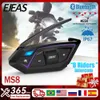 Walkie talkie ejeas MS8 8 Riders Motorcycle Intercom Helmet Zestaw słuchawkowy 7000M Bluetooth Mesh Interphone Communice FM GPS Waterproof Handsfree HKD230925