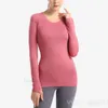 Lu Align Lady Fitness Yoga T-shirts met lange mouwen Workout T-shirt Joggen Snel Tech Stretch Training Top Definiëren Populair Sneldrogend Strak T-shirt