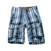 Men's Shorts Summer Cotton Plaid Casual Men High Quality Cargo Beach Male Plus Size 29-38