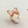 Cluster Rings 2Pcs 2023 Fashion Glamour Design Crystal Enamel Butterfly Ladies Ring Adjustable Romantic Confession Jewelry Wholesale