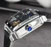 Populaire tourbillon mechanische herenhorloge hol skelet vierkante romeinse tank maan zon ster wijzerplaat automatisch uurwerk retro klok zelfopwindende horloges orologio di luso cadeau