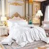 Ensembles de literie Ensemble de literie de couleur unie avec housse de couette en soie de mûrier drap de lit taie d'oreiller drap de lit en Satin de luxe King Queen Double Twin taille 230923