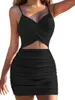 Casual Dresses Women Sleeveless Mini Dress Summer Cutout Ruched Spaghetti Strap Party For Cocktail Beach Streetwear