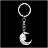 Key Rings Moon Heart Keychains Letters Keyrings Sier Car Chain Holder Fashion Pendant Jewelry Gift For Mom Dad Brother Sister Uncle Dr Dhiqe