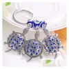 Key Rings Blue Evil Eye Keychain Ring Jewelry Tortoise Eiffel Tower Keyring Fashion Animals Butterfly Charms Chain Holder For Handbags Dhigw
