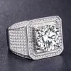 Wedding Rings Milangirl Big Hip Hop Rhinestone Men Out Bling Square Ring Pave Setting CZ Wedding Engagement Rings Top Quality 230923