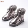 Boots INOE Fashion Real Cow Leather Natural Sheep Wool Fur Lined Women Short Ankle Winter Snow Casual Warm Shoes Waterproof Flat 230925