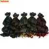Cheveux humains en vrac Deep Wavy Weave Bundles Extensions de cheveux synthétiques Afro Kinky Curly 6Ps / Lot 14/18 pouces Ombre Brown Wavy Hair Bundles pour les femmes 230925
