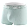 Underpants Men's Ice Silk Underwear Antibacterial Graphene Thin Breathable Student Flat Corner Pants 3PCS