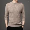 Suéteres para hombres Hombres Suéter de lana 2023 Otoño Invierno Cashmere Punto Jumpers Manga larga Medio Cuello alto Jerseys a cuadros