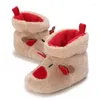 Boots Baby Christmas Shoes Fleece Slipers Soft Non-Slip Elk Apricot Winter Warm Toddler Crib