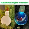 La sublimazione cancella gli ornamenti natalizi in acrilico a LED con corda rossa per le decorazioni dell'albero di Natale