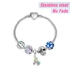 Charme pulseiras de aço inoxidável patins animal pingente pulseira para mulheres meninas originais princesa frisada esposa jóias